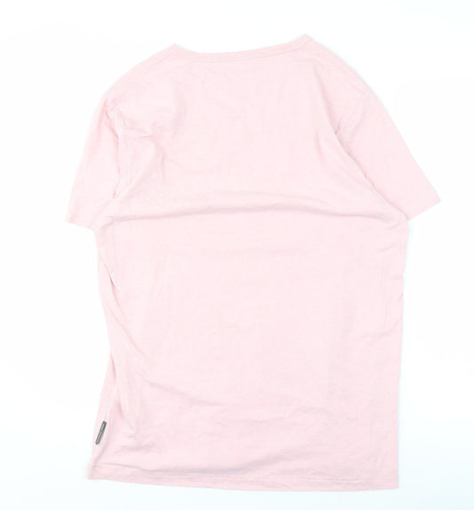 French Connection Men's Pink Solid XL Crew Neck T-Shirt