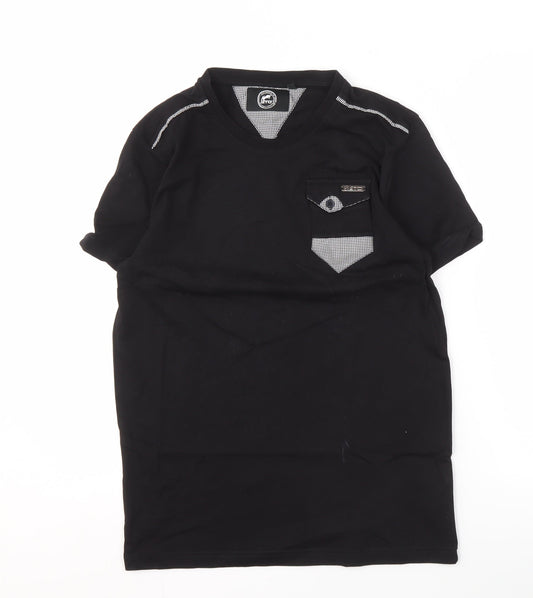 ETO Men's Black V-Neck M T-Shirt with Pocket