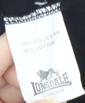 Lonsdale Women's Black T-Shirt, Size 12, Crew Neck