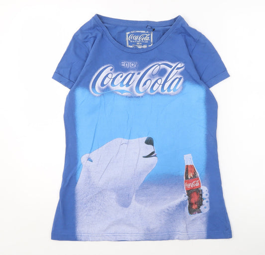 Coca-Cola Women's Blue T-Shirt Size 14 Casual