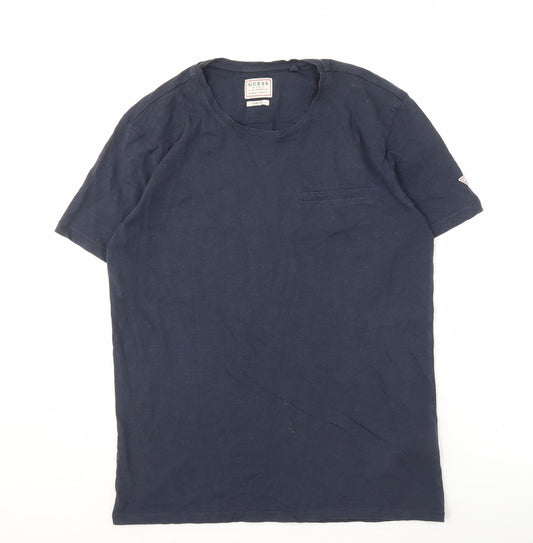 Guess Men's Blue Slim Fit Crew Neck T-Shirt Medium