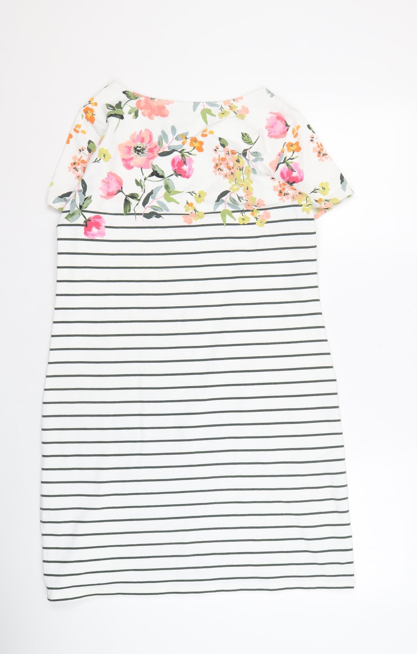 Joules Women's Floral-Striped Cotton Dress Size 12