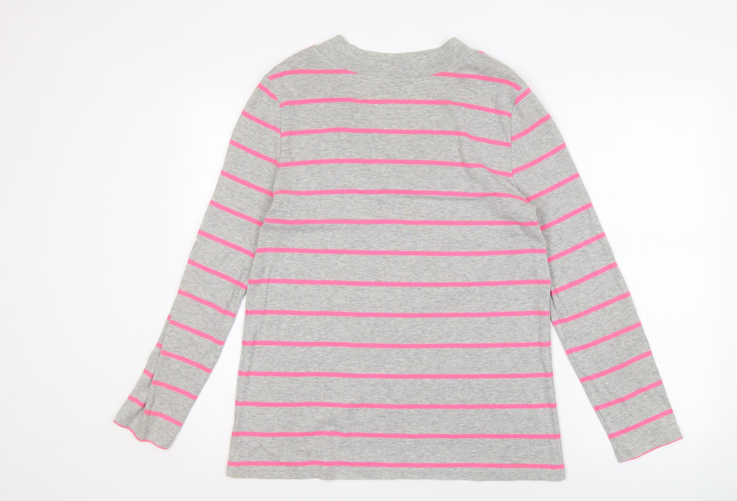 Gap Women's Grey Striped V-Neck Long Sleeve T-Shirt
