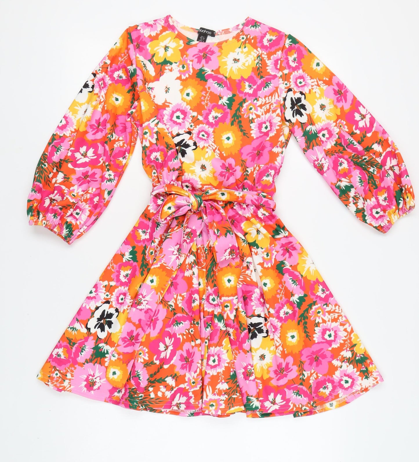 Boohoo Women’s Floral A-Line Dress, Size 8, Multicoloured