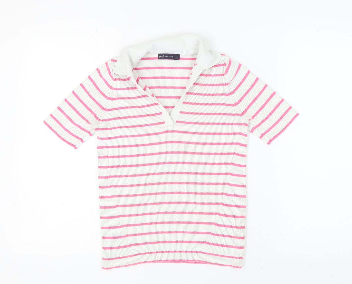 Marks and Spencer Women's Multicoloured Striped Polo - Size S