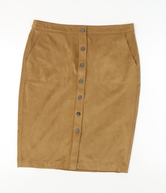 Marks and Spencer Women's Beige Knee Length Pencil Skirt