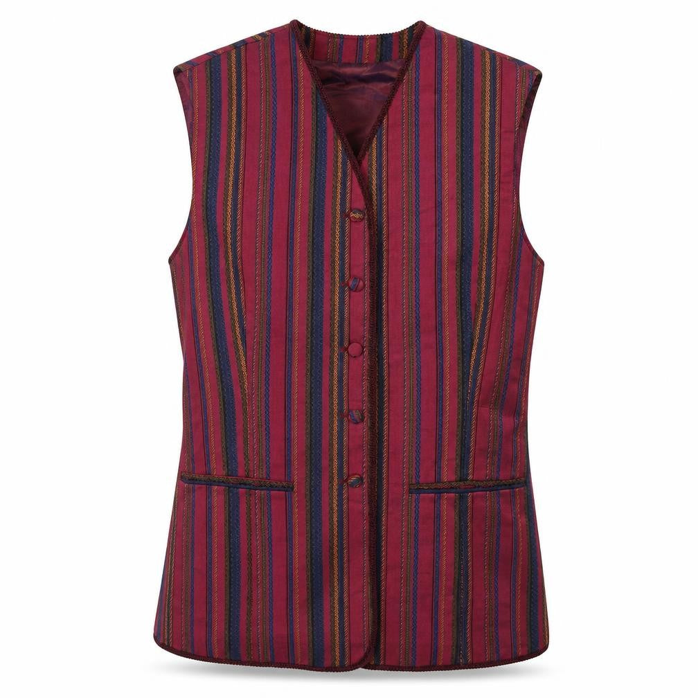 Front view of OuiSet Women's Multicoloured Striped Waistcoat, size 10
