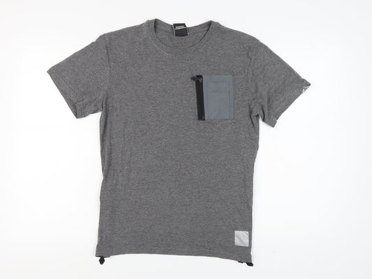 Divine Men's Grey Cotton Short Sleeve T-Shirt M