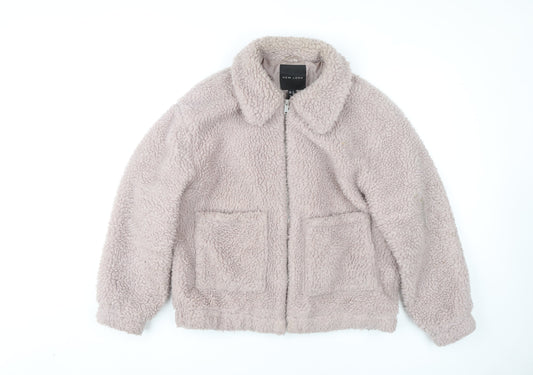 New Look Women's Beige Fleece Puffer Jacket Size M