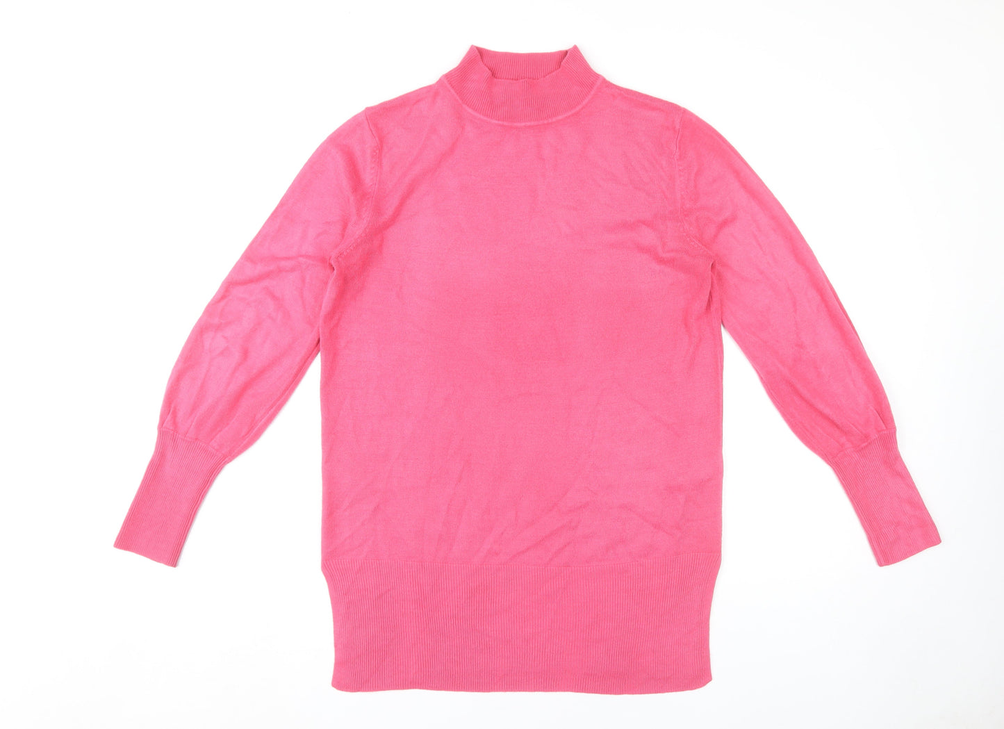Marks and Spencer Women's Pink Mock Neck Jumper Medium