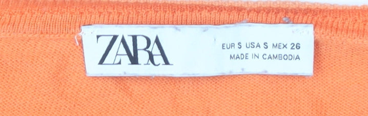 Zara Women's Orange S Pullover Jumper Crew Neck