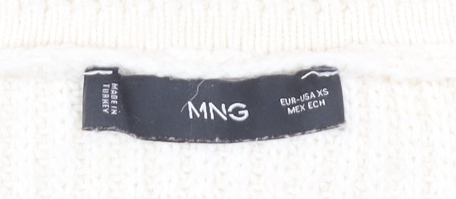 MNG Women's Ivory XS Collared Henley Jumper