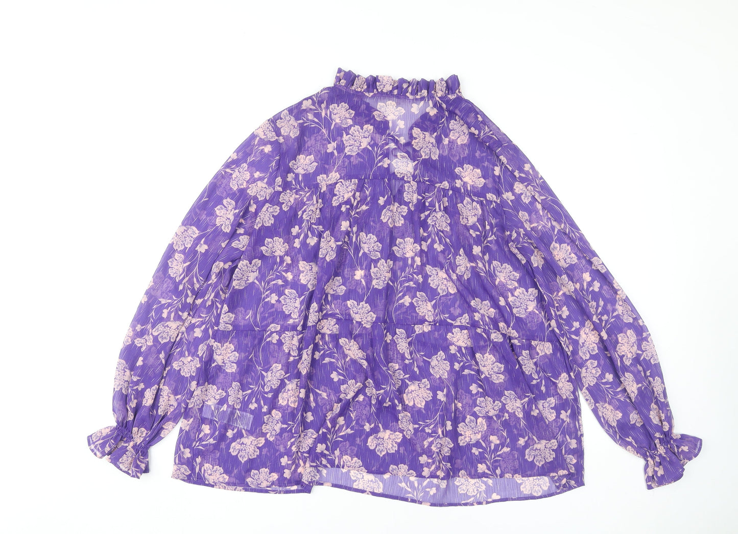 Marks and Spencer Women's Purple Floral Blouse Size 10