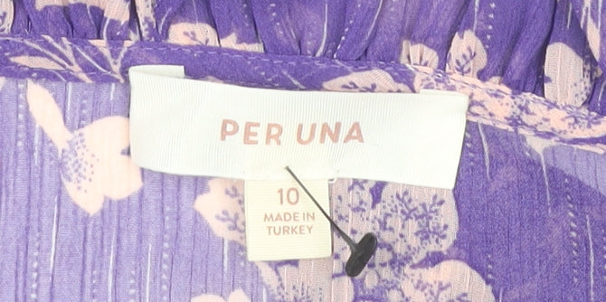 Marks and Spencer Women's Purple Floral Blouse Size 10