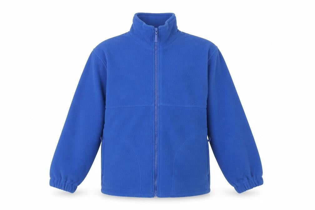 Front view of Phoenix Sport boys’ blue fleece jacket, age 10, winter warm