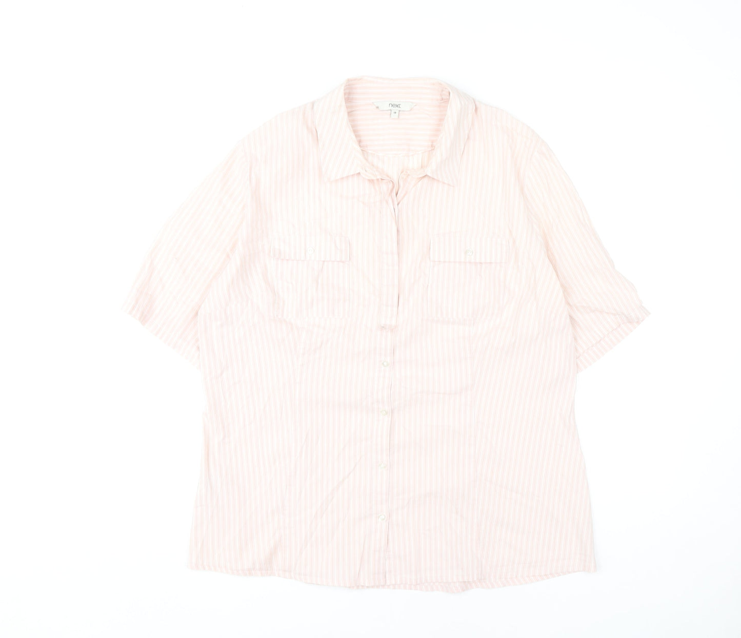 Next Women's Pink Striped Button-Up Shirt Size 18