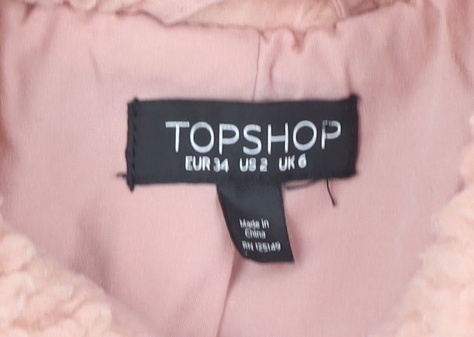 Topshop Women's Pink Jacket, Size 6, Collared Zip Coat