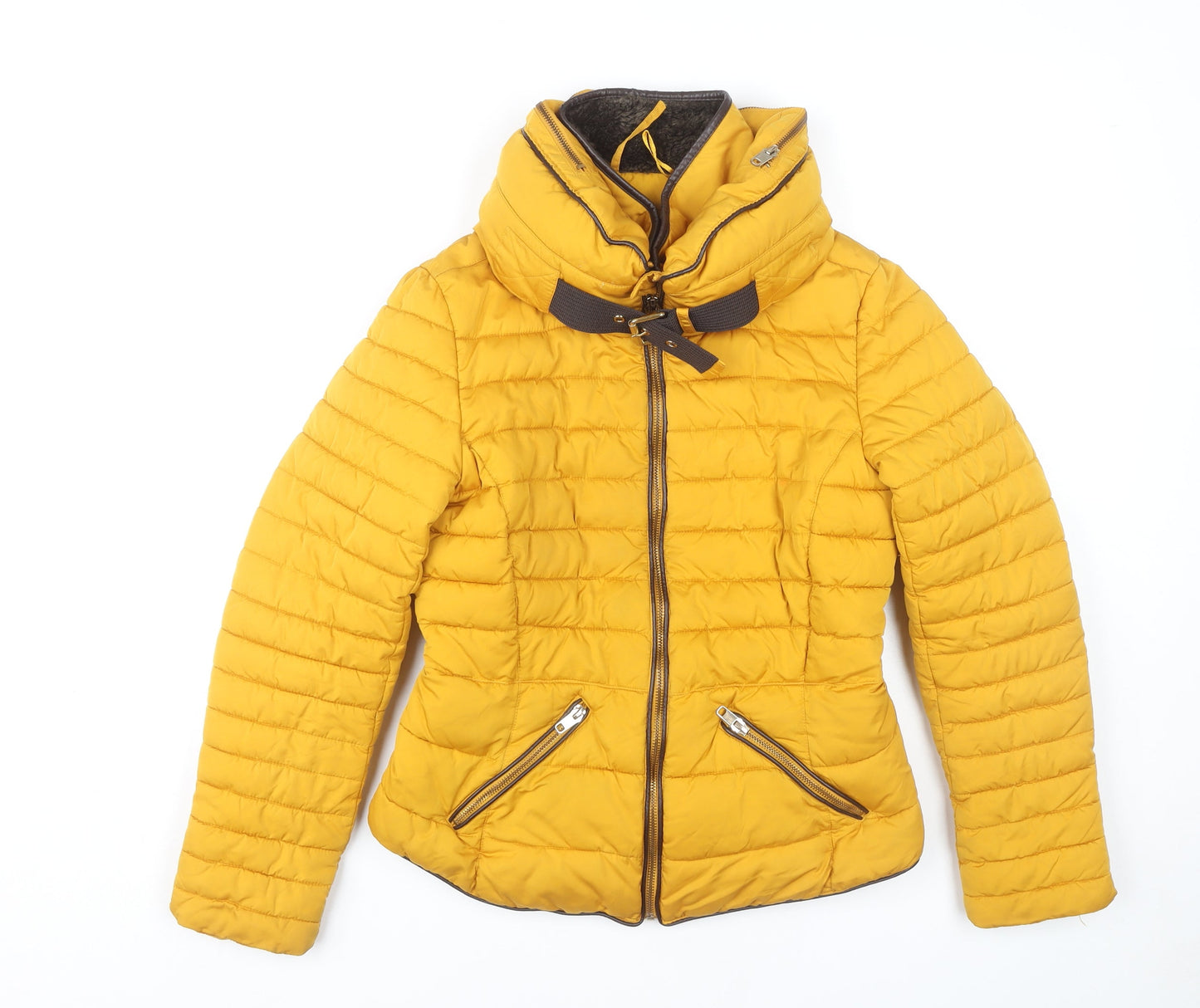 Zara Women's Yellow Puffer Jacket S Casual