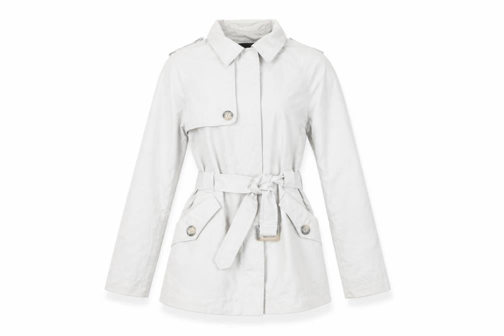 Cyrillus Women's Grey Trench Coat Size 10 Belted