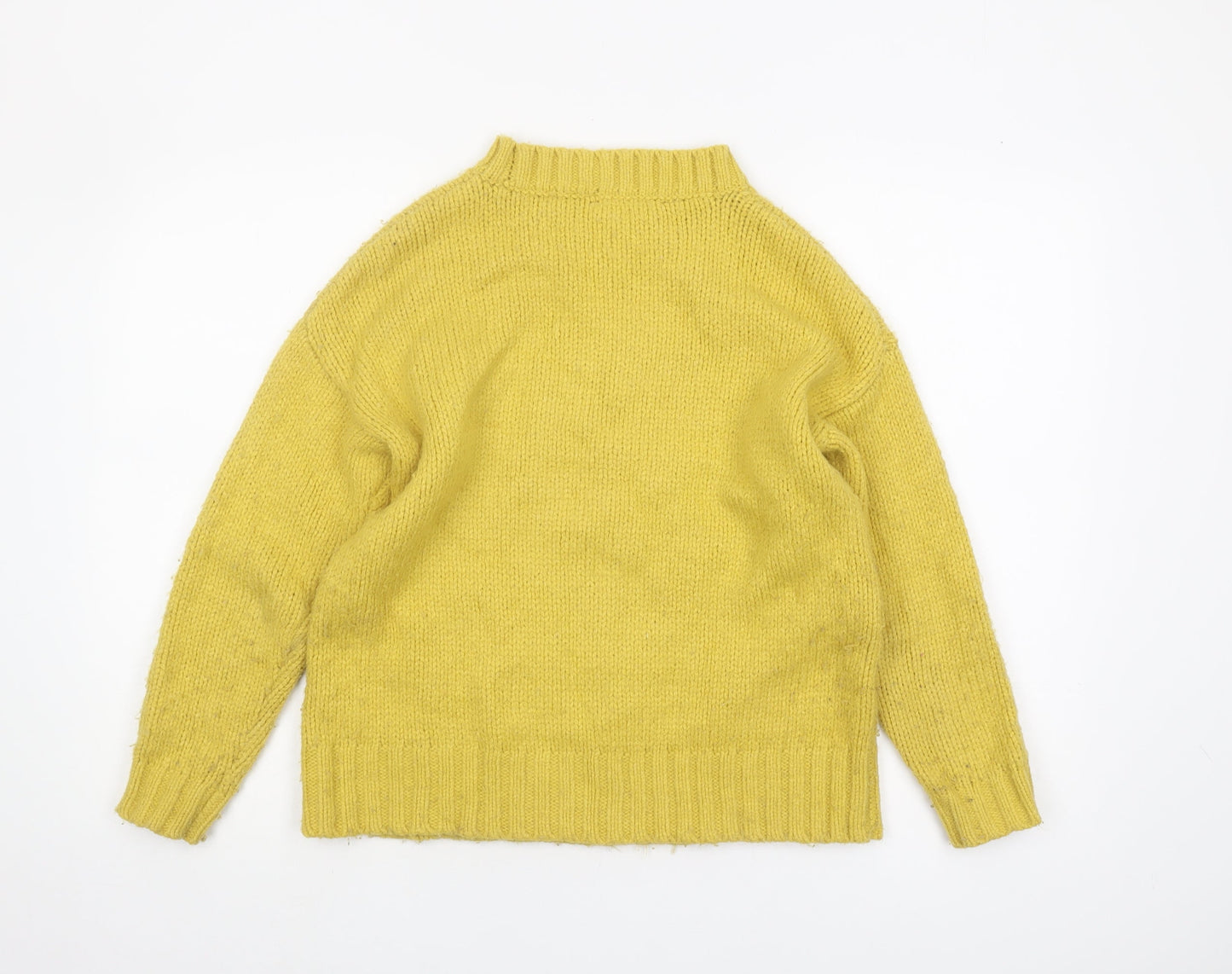 Marks and Spencer Women's Yellow Cable-Knit Sweater Small