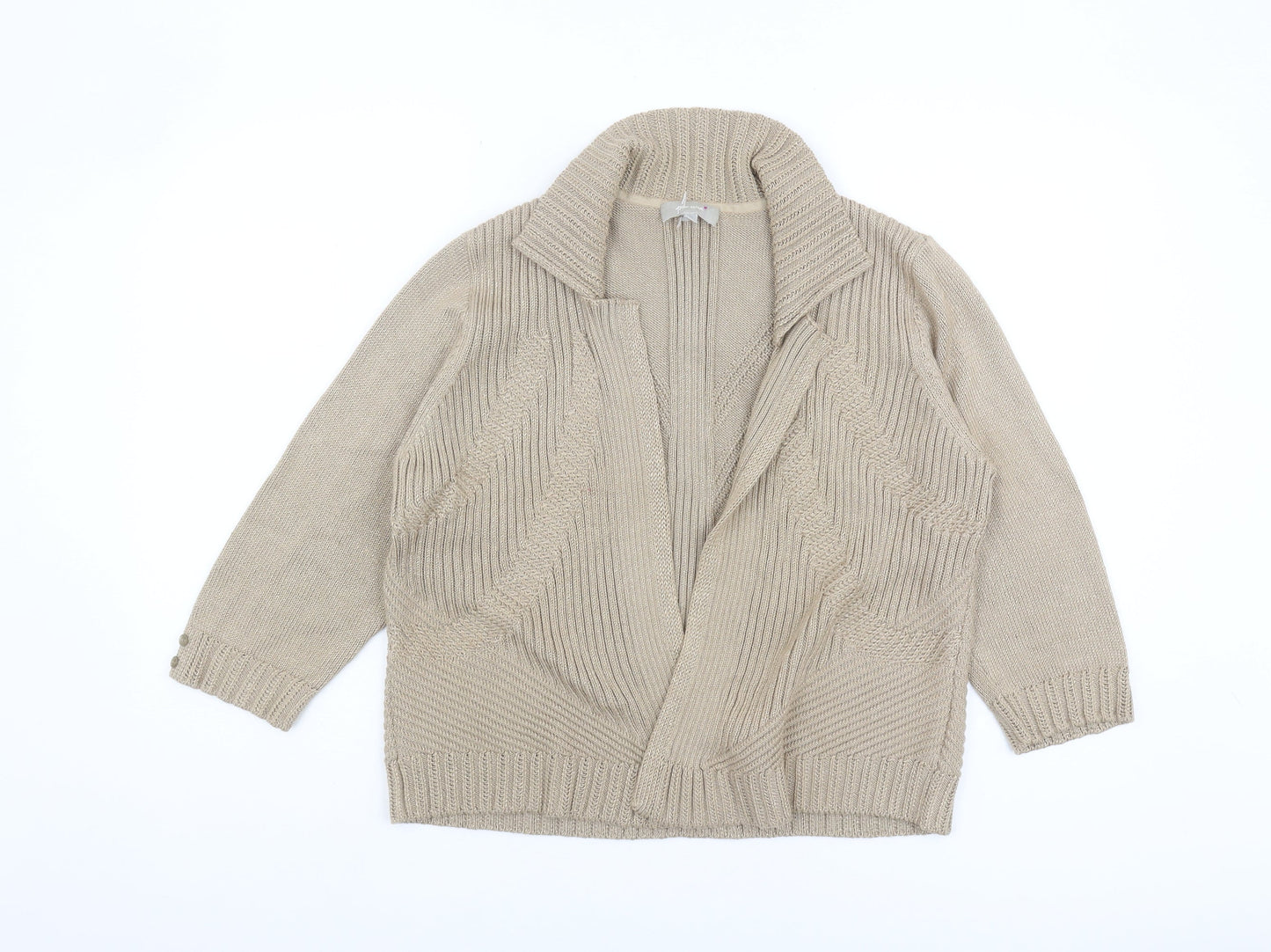 Marks and Spencer Women's Beige Cardigan, Size 16, Collared Knit