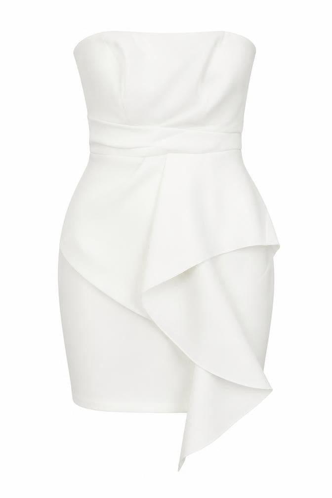 Lipsy Women's White Strapless Bodycon Dress Size 12