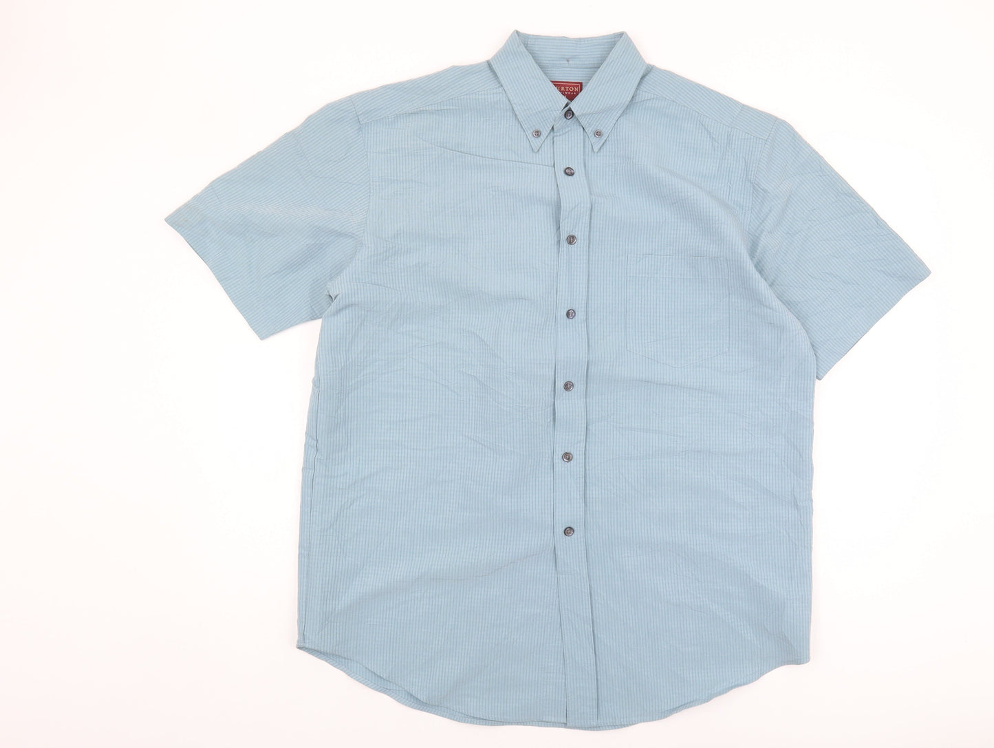 Burton Menswear Blue Check Short Sleeve Shirt M