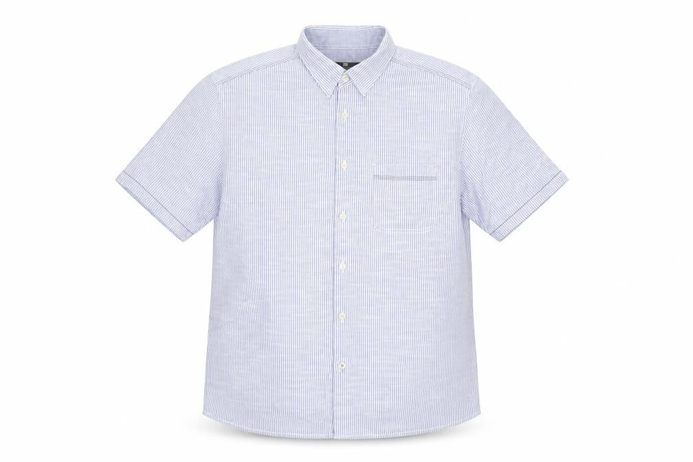 Marks and Spencer Blue Striped Men's Button-Up Shirt L