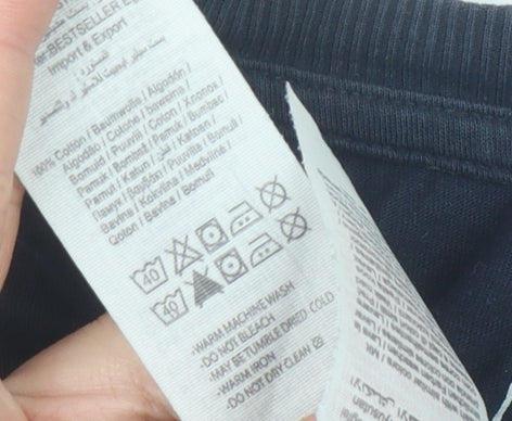 Jack & Jones Men's Blue L T-Shirt, Cotton, Logo, Casual