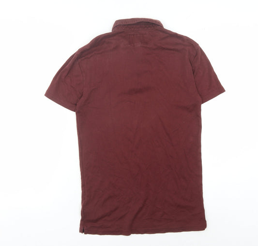 Superdry Men’s Red Polo Shirt, Size S, Solid Pattern