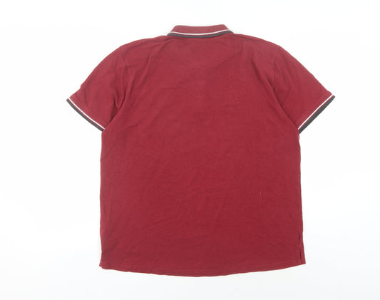 Firetrap Men's Red Polo Shirt, Size L, Short Sleeve