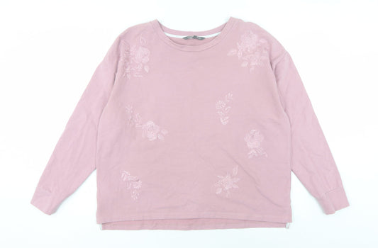 Laura Ashley Women's Pink Floral Pullover Sweatshirt Size 14