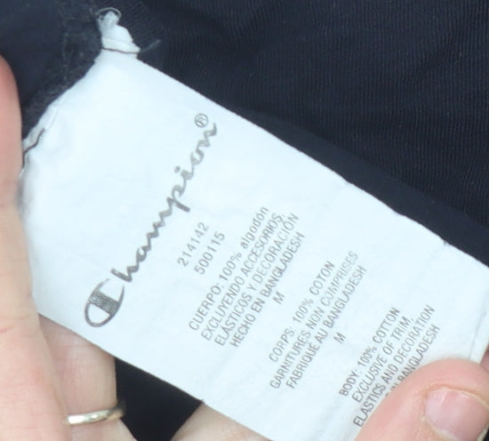 Champion Men's Black T-Shirt, M, Short Sleeve