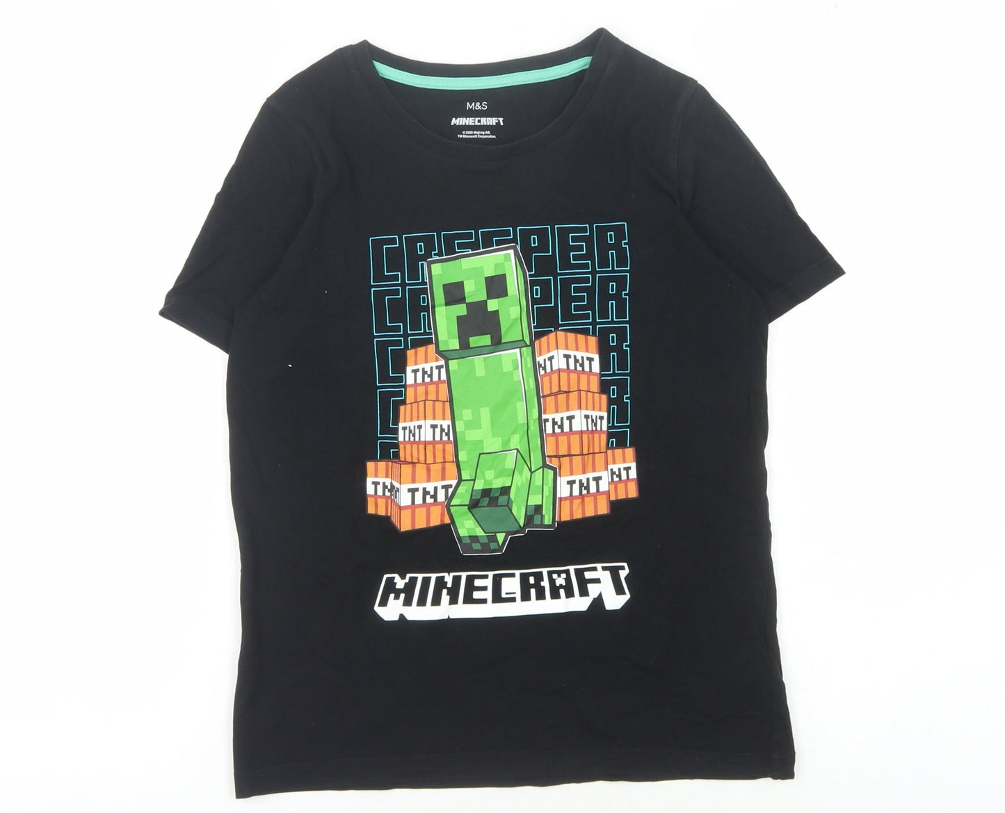 Marks and Spencer Boys Black Minecraft T-Shirt 10-11 Years