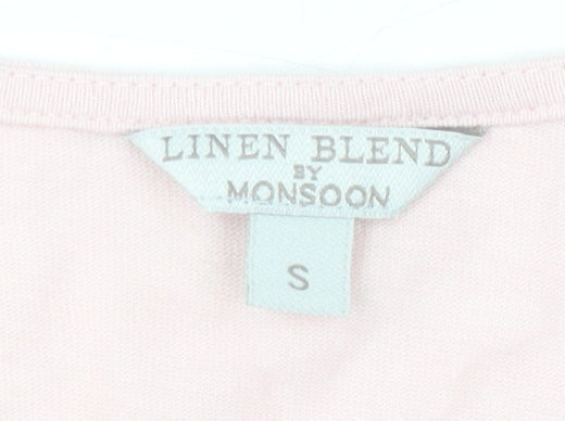Monsoon Women's Pink S Cropped Linen Blend Top