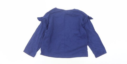 Next Girls Blue Glitter Graphic Long Sleeve T-Shirt 5-6 Years