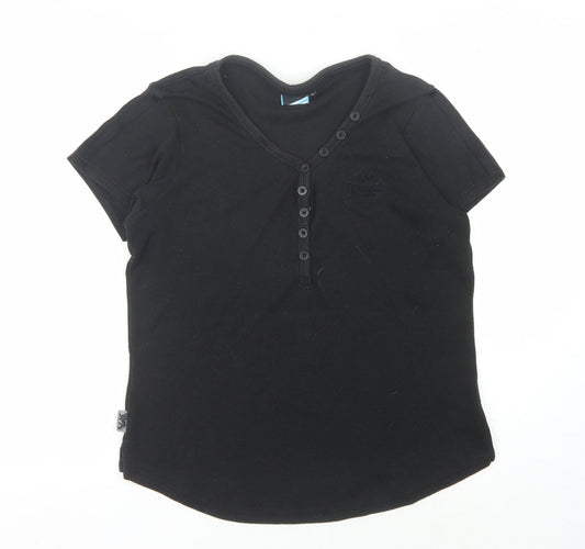 Lonsdale Women’s Black V-Neck T-Shirt, Size 16