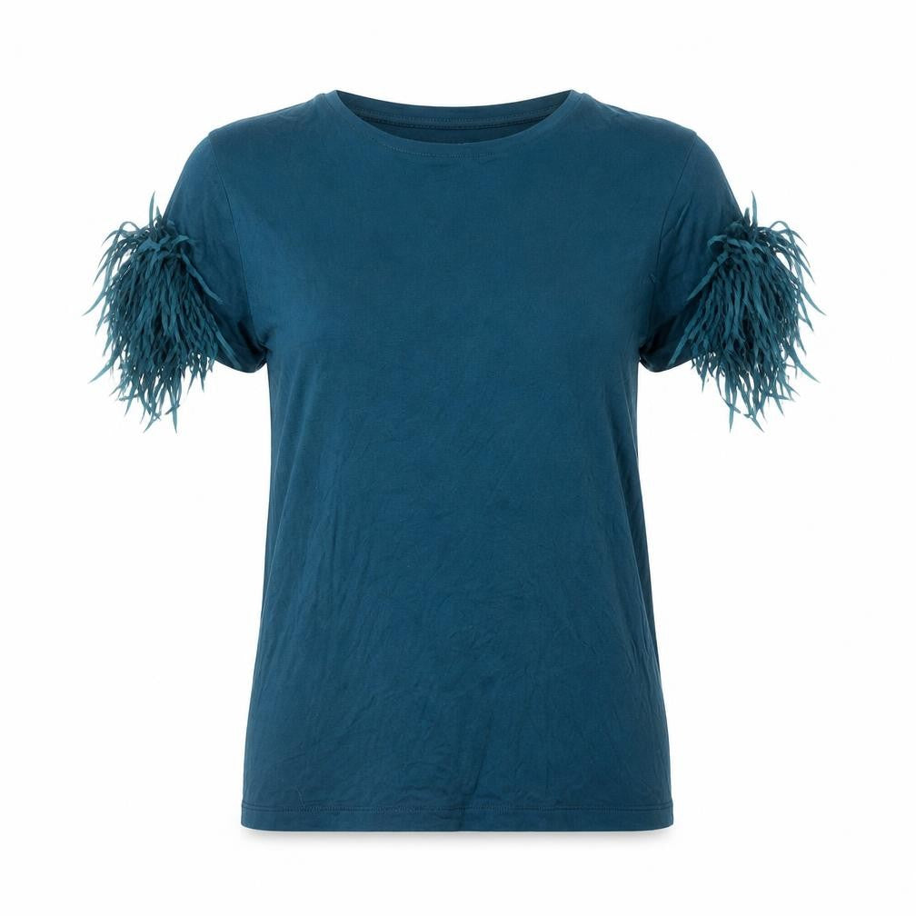 Womens UK Size 8 Oliver Bonas Blue Viscose T-Shirt