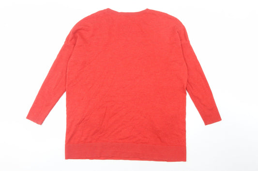 Hobbs Women's Red Merino Wool Pullover Jumper M