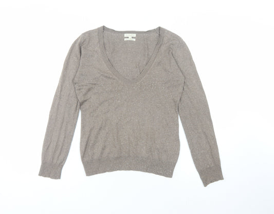Massimo Dutti Women's Brown Silk Cashmere Pullover Jumper