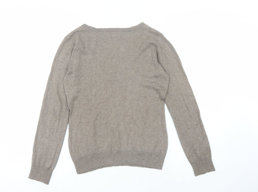 Massimo Dutti Women's Brown Silk Cashmere Pullover Jumper