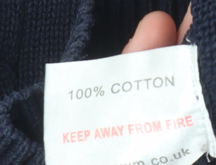 James Pringle Men's Blue Crew Neck Cable-Knit Pullover S