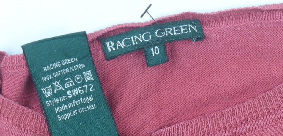 Womens UK 10 Regular Racing Green Red Cardigan