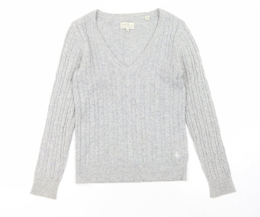 Jack Wills Women's Grey V-Neck Pullover Jumper
