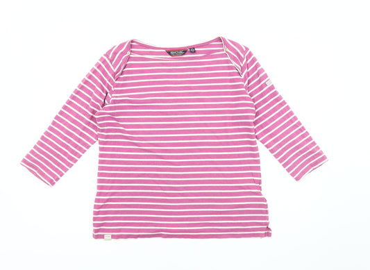 Regatta Women's Pink Striped T-Shirt Size 14
