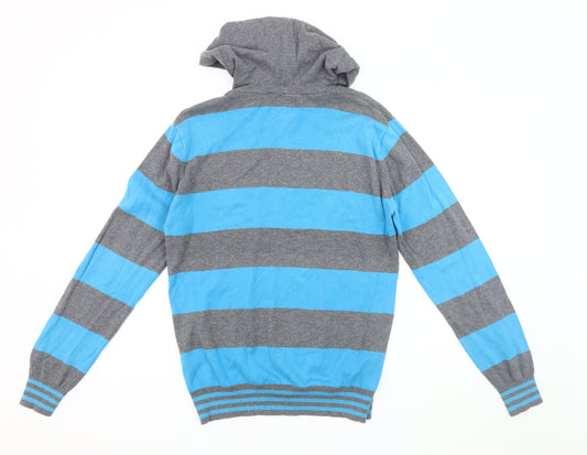 Jack & Jones Men's Blue Striped Hoodie - Medium