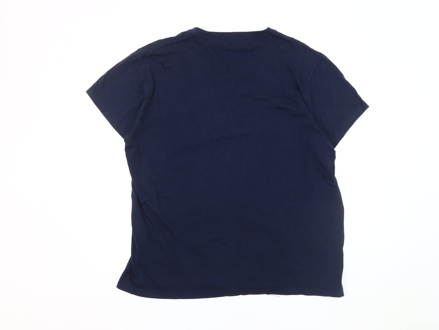 Pierre Cardin Men's V-Neck T-Shirt 2XL Blue Logo