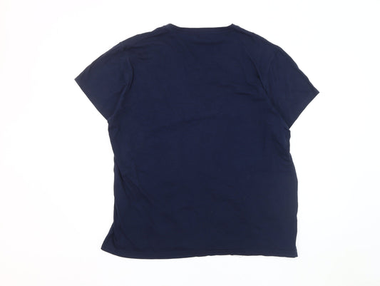 Pierre Cardin Men's V-Neck T-Shirt 2XL Blue Logo