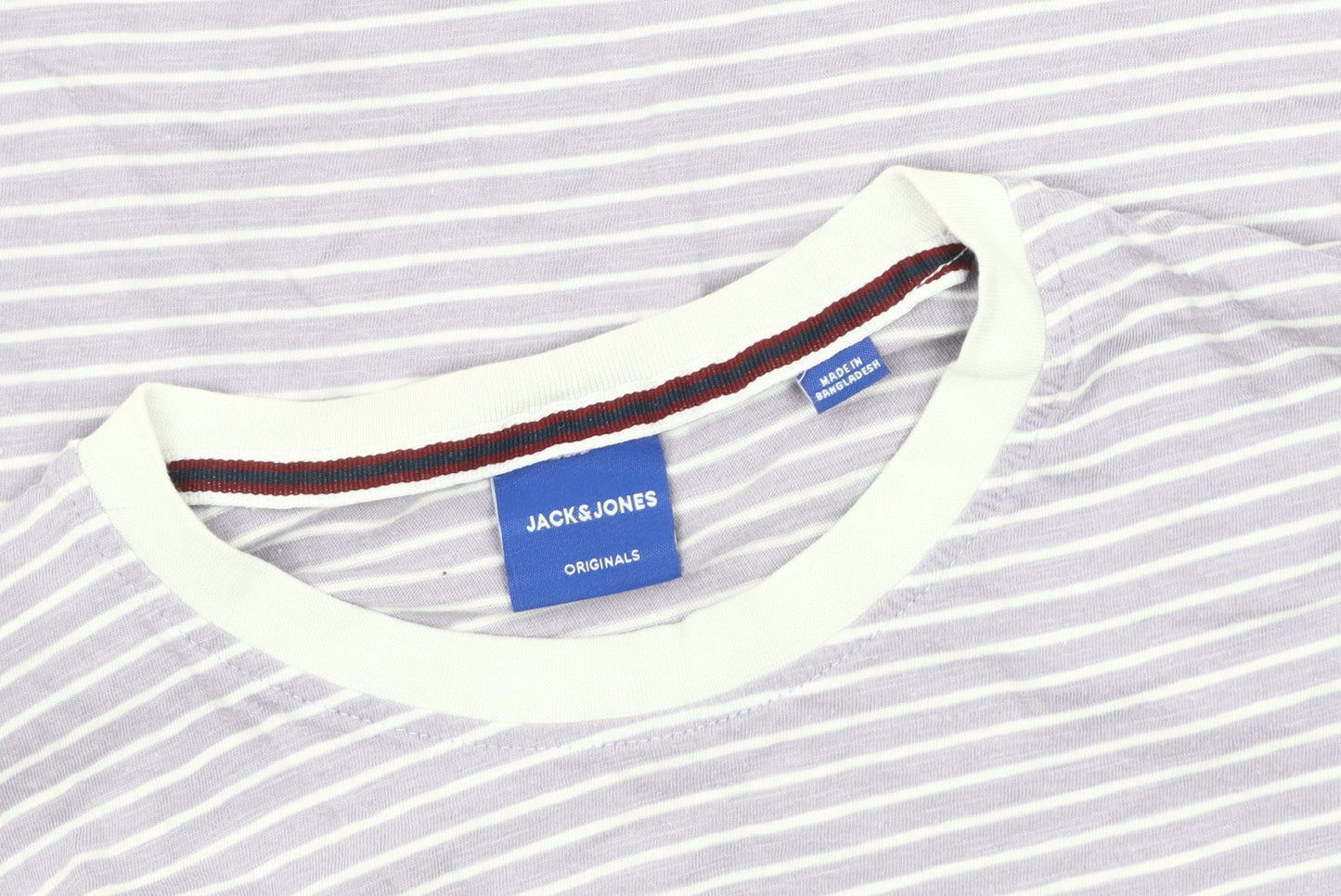 Jack & Jones Men's Grey Striped Crew Neck T-Shirt M