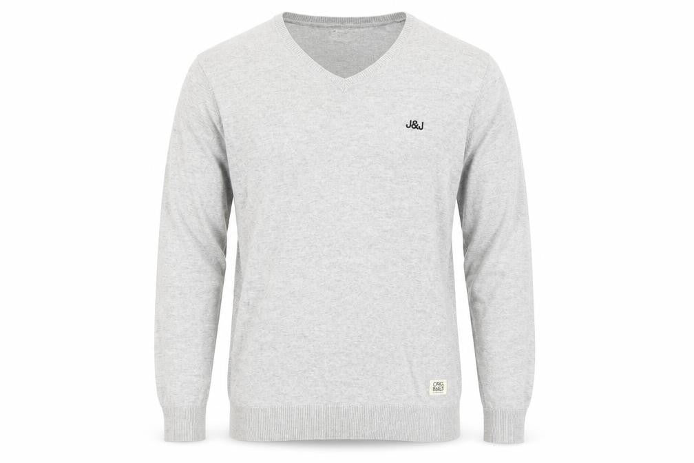 Jack & Jones Men's Grey V-Neck Pullover Jumper L